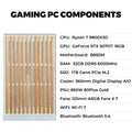 KOTIN Gaming PC -AMD Ryzen 7 9800X3D, GeForce RTX 5070Ti 16GB, 32GB DDR5, 1TB PCIe 4.0 SSD, 11.3" Display, 360mm Liquid Cooler, WiFi 7, Windows 11 Home, Prebuilt Gaming Desktop PC-White