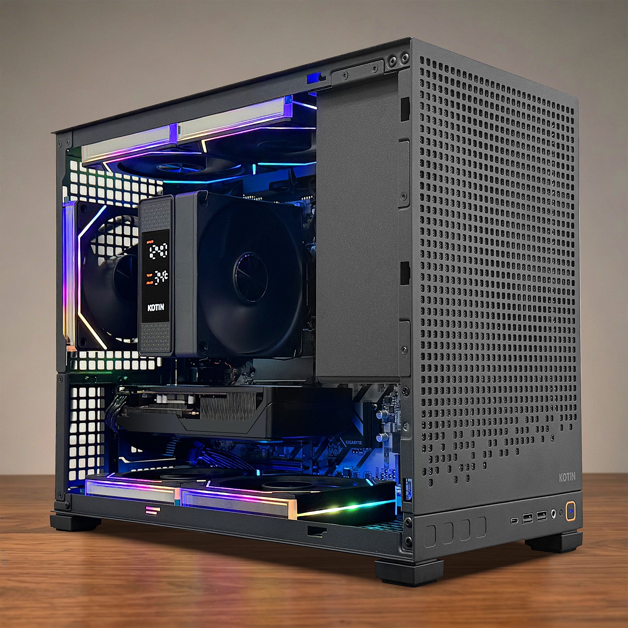 KOTIN Prebuilt Gaming PC Desktop Computer, Core i5-14400F, GeForce RTX 5060 8GB, 16GB DDR5 6000MHz, 1TB PCIe 4.0 SSD, WiFi 6, Windows 11 Home, ARGB Gaming Desktop Tower for Gaming Home Office D32B