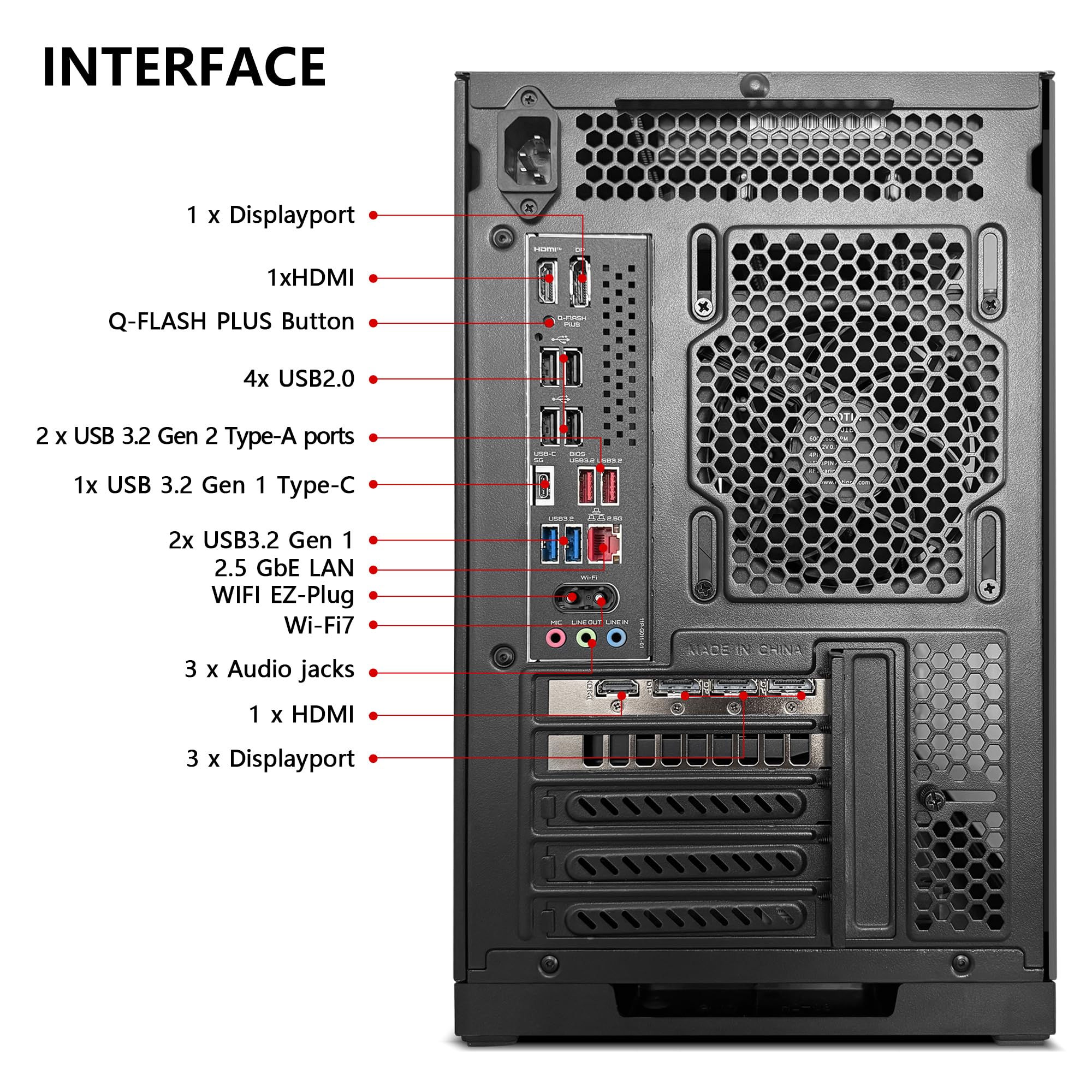 KOTIN Prebuilt Gaming PC Desktop Computer, Ryzen 7 9700X, GeForce RTX 5060 8GB, 16GB DDR5 6000MHz, 1TB PCIe 4.0 SSD, 11.3" Display, 360mm Liquid Cooler, WiFi 7, Windows 11 Home, ARGB Gaming Tower G60B