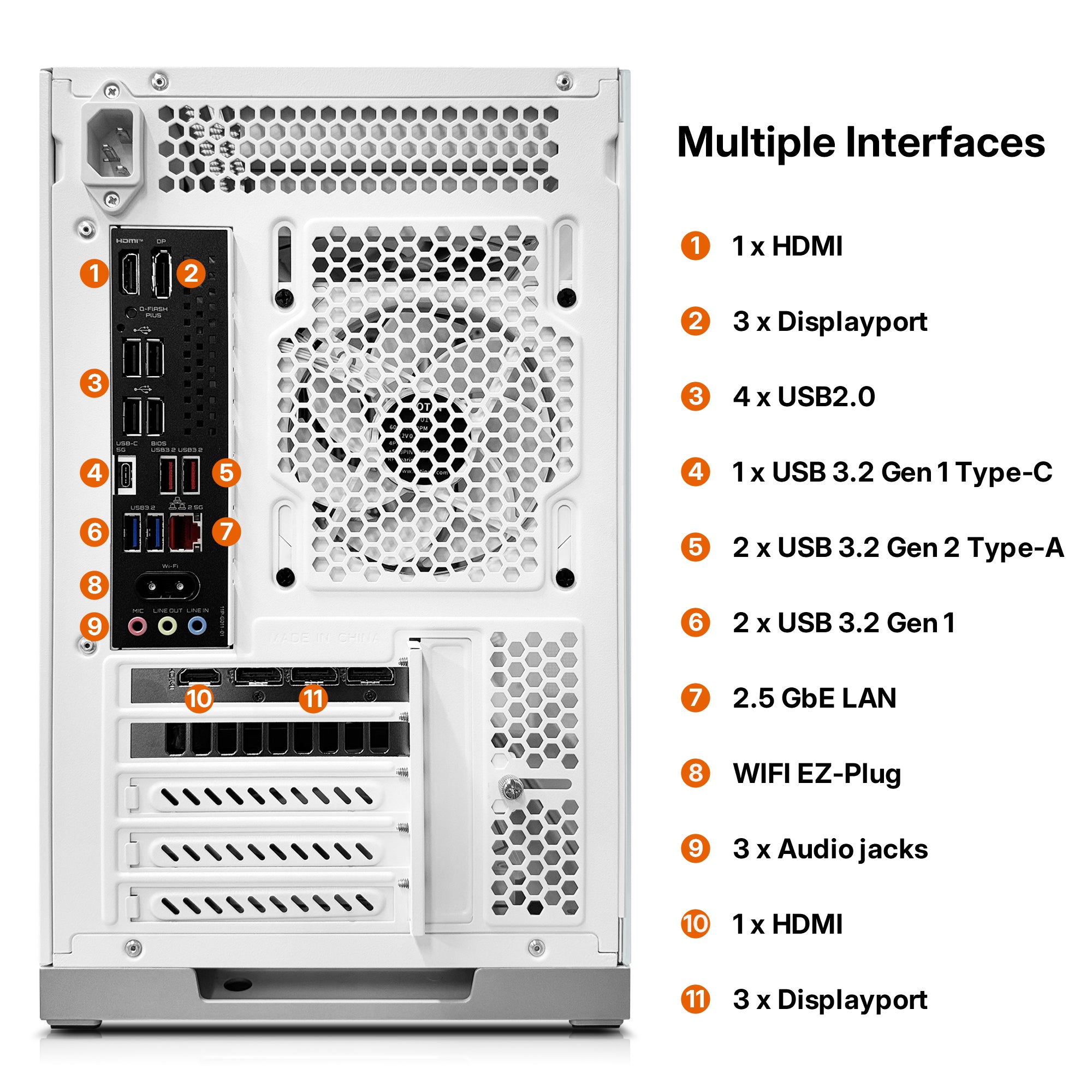 KOTIN Prebuilt Gaming PC Ryzen 7 7800X3D, 32GB DDR5, RTX 5070 12GB, 1TB | White Liquid Cooled Gaming Desktop, 11.3in Smart Display, 850W 80+ Gold PSU, WiFi 7, Assembled in USA, Windows 11 ARGB Tower