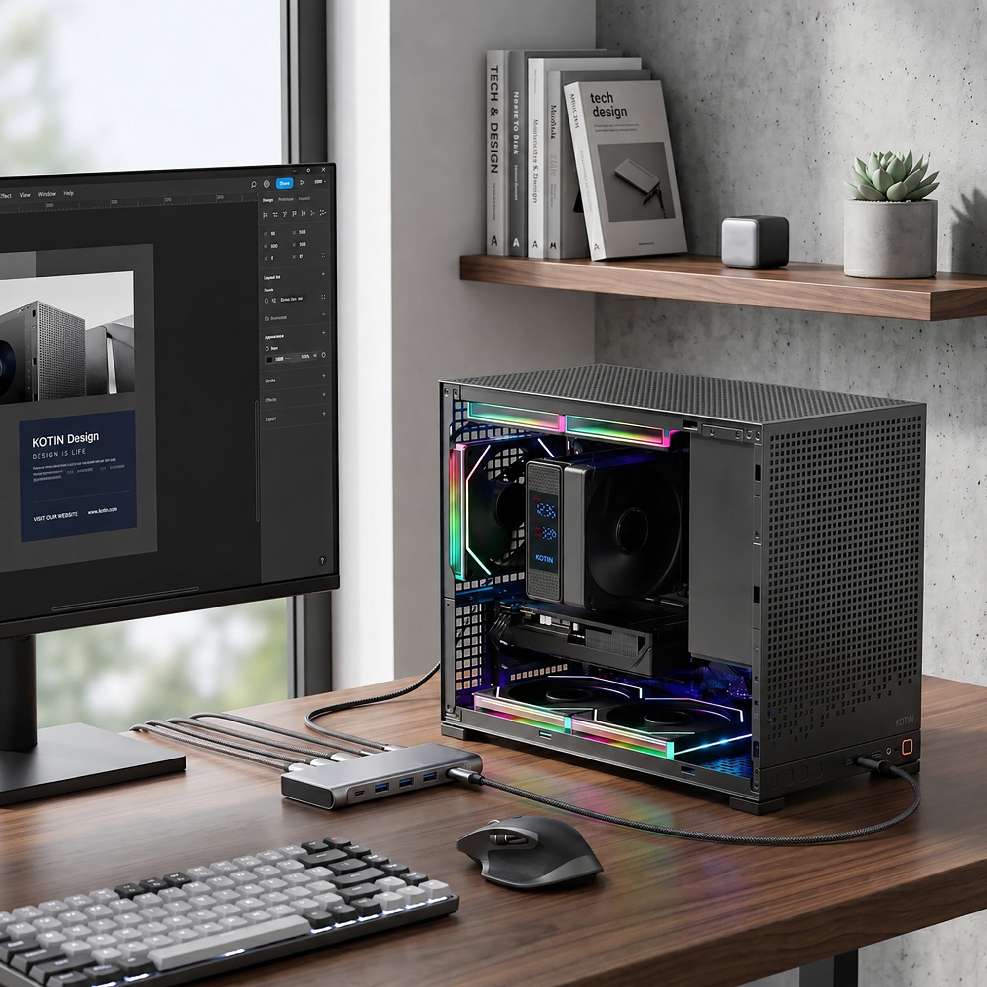 KOTIN Gaming PC Desktop, Ryzen 7 8700F, RTX 5060 Ti 8GB, 32GB DDR5, 1TB SSD | Prebuilt Gaming Tower with DLSS 4, WiFi 7, Windows 11, DDR5 6000MHz, PCIe 4.0 NVMe SSD for 1080p/1440p High-FPS Gaming