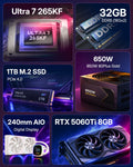 KOTIN Gaming PC Desktop, Ultra 7 265KF, RTX 5060Ti 8GB, 32GB DDR5, 1TB SSD