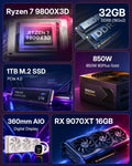 KOTIN Gaming PC, Ryzen 7 9800X3D, RX 9070XT 16G, 32GB DDR5, 1T SSD