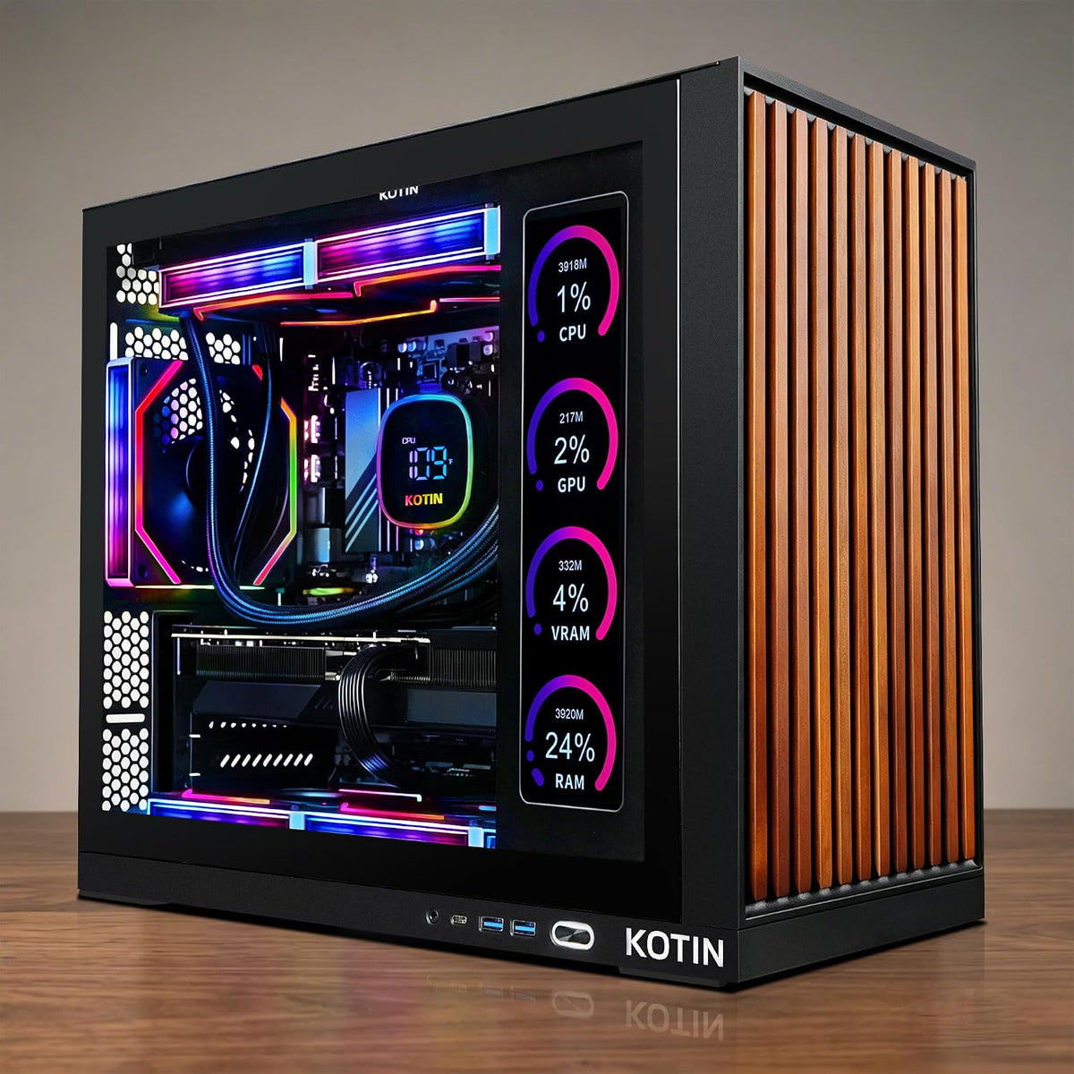 KOTIN Gaming PC, Ryzen 7 9800X3D, RTX 5070 12GB, 32GB DDR5, 1TB SSD