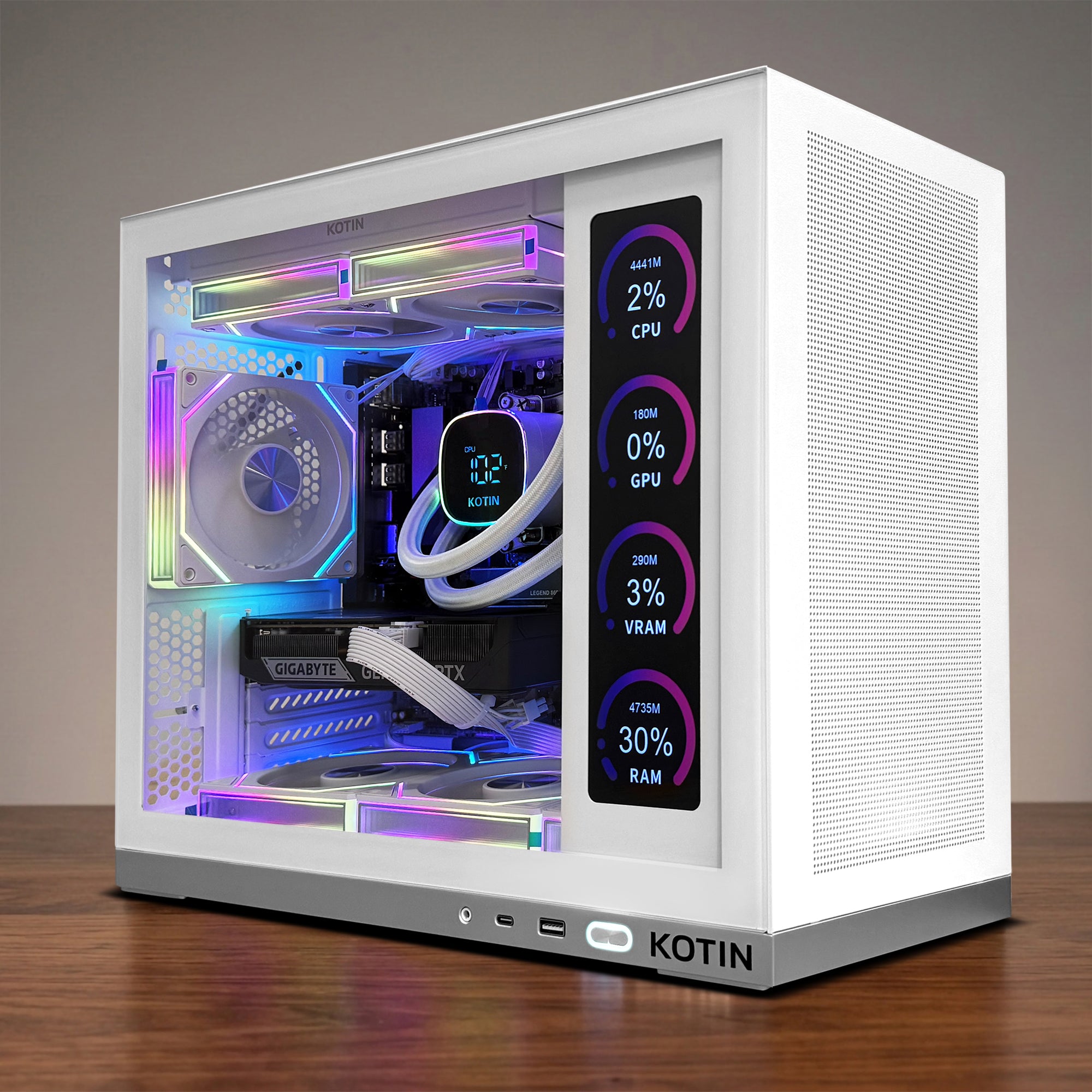 KOTIN Prebuilt Gaming PC Desktop Computer, Ryzen 7 7800X3D, RTX 5060 Ti 8GB, 16GB DDR5 6000MHz, 1TB PCIe 4.0 SSD, 11.3" Display, 240mm Liquid Cooler, WiFi 7, Windows 11 Home, ARGB White Tower G50W