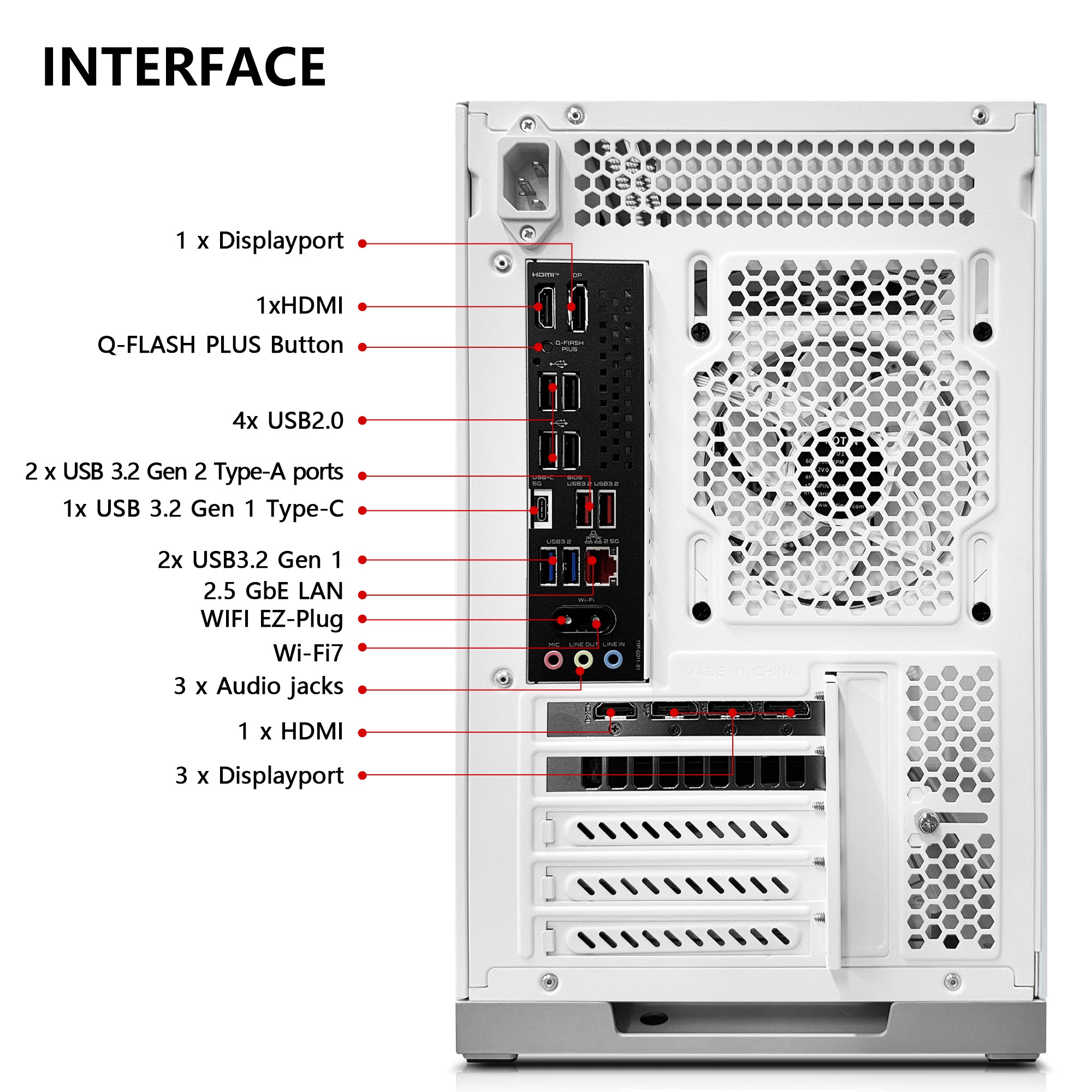 KOTIN Prebuilt Gaming PC Desktop Computer, Ryzen 7 7800X3D, RTX 5060 Ti 8GB, 16GB DDR5 6000MHz, 1TB PCIe 4.0 SSD, 11.3" Display, 240mm Liquid Cooler, WiFi 7, Windows 11 Home, ARGB White Tower G50W