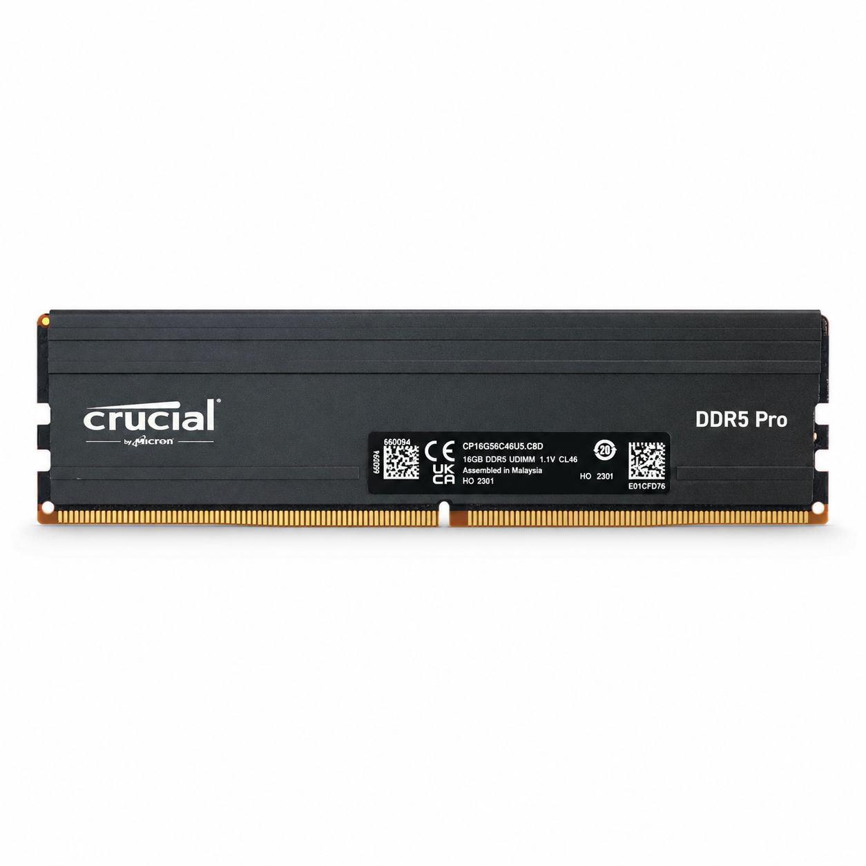 Crucial 16GB (1×16GB) DDR5-5600 CL46 Desktop RAM – Black
